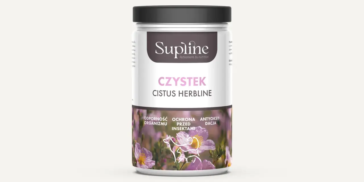 Czystek na kleszcze dla psa. Supline Cistus Herhline wspiera odporność organizmu i ochronę przed insektami.