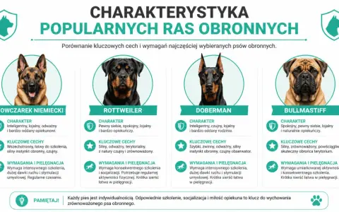 Owczarek niemiecki, Rottweiler, Doberman i Bullmastiff – charakterystyka psów obronnych. Jak wychować owczarka niemieckiego? Kluczowe cechy i wymagania.