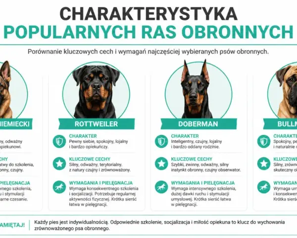 Owczarek niemiecki, Rottweiler, Doberman i Bullmastiff – charakterystyka psów obronnych. Jak wychować owczarka niemieckiego? Kluczowe cechy i wymagania.