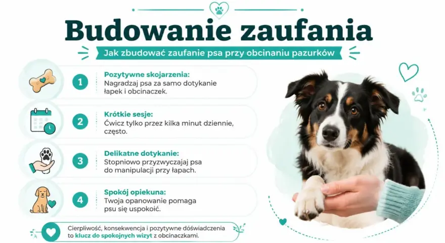 Jak wytresować psa do obcinania pazurów: pozytywne skojarzenia, krótkie sesje, delikatne dotykanie i spokój opiekuna to klucz do sukcesu.