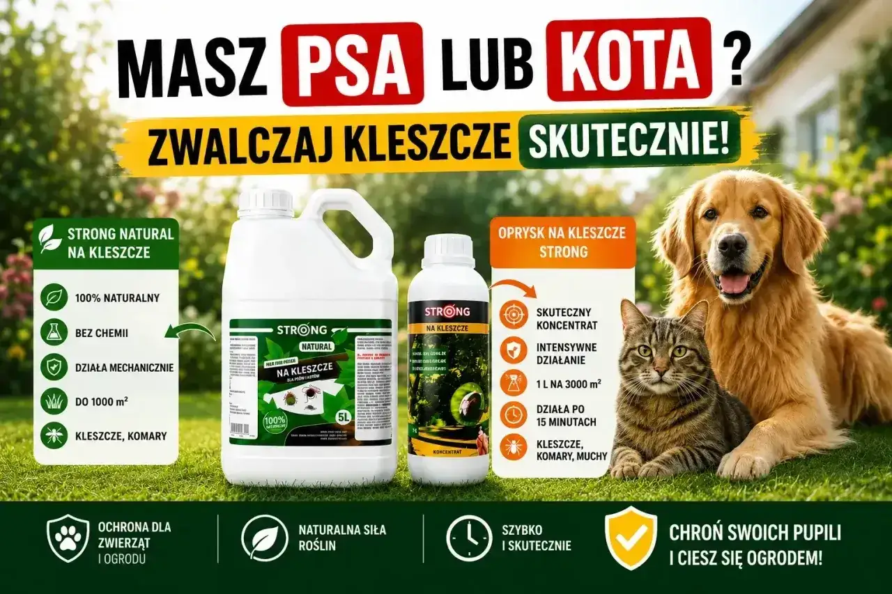 Masz psa lub kota? Zwalczaj kleszcze skutecznie! Naturalny oprysk na kleszcze STRONG z wrotyczem zapewni ochronę Tobie i Twoim pupilom.