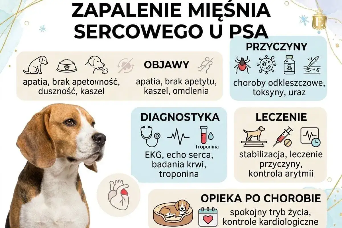 Pies z objawami niewydolności serca u psa: apatia, duszność, kaszel. Przyczyny, diagnostyka, leczenie i opieka po chorobie.